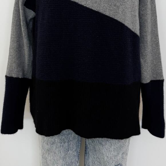 C Bloomingdale's 2-Ply Cashmere Mock Neck Sweater Pullover Colorblock XL - Picture 4 of 11